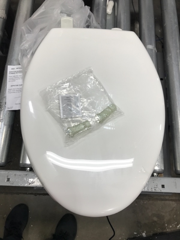 Photo 2 of BEMIS 7850TDG 000 Commercial Heavy Duty Open Front Toilet Seat with Cover that will Never Loosen & Reduce Call-backs, ELONGATED, Plastic, White 1 Pack Elongated