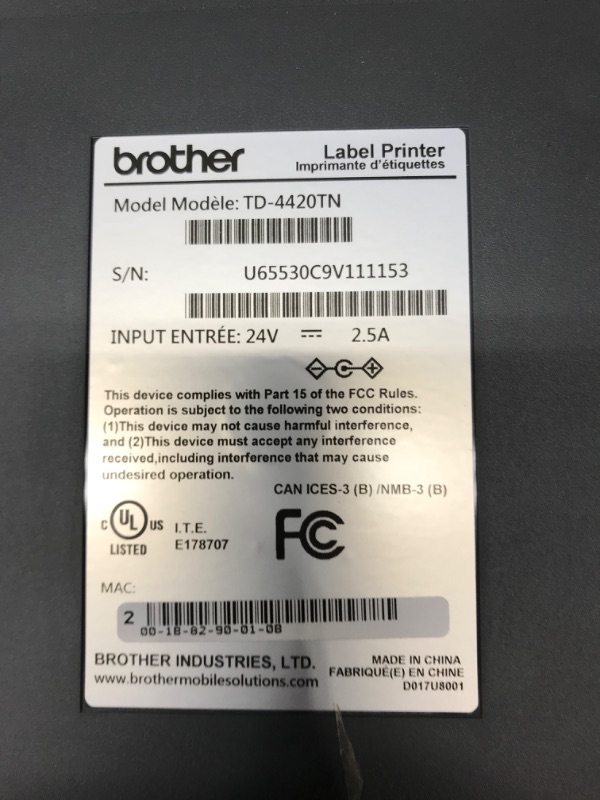 Photo 3 of Brother TD-4420TN  Label Printer
