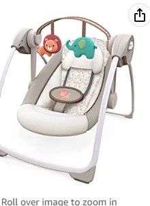 Photo 1 of Ingenuity Soothe 'n Delight 6-Speed Compact Portable Baby Swing with Music and Bar, Folds for Easy Travel - Cozy Kingdom
