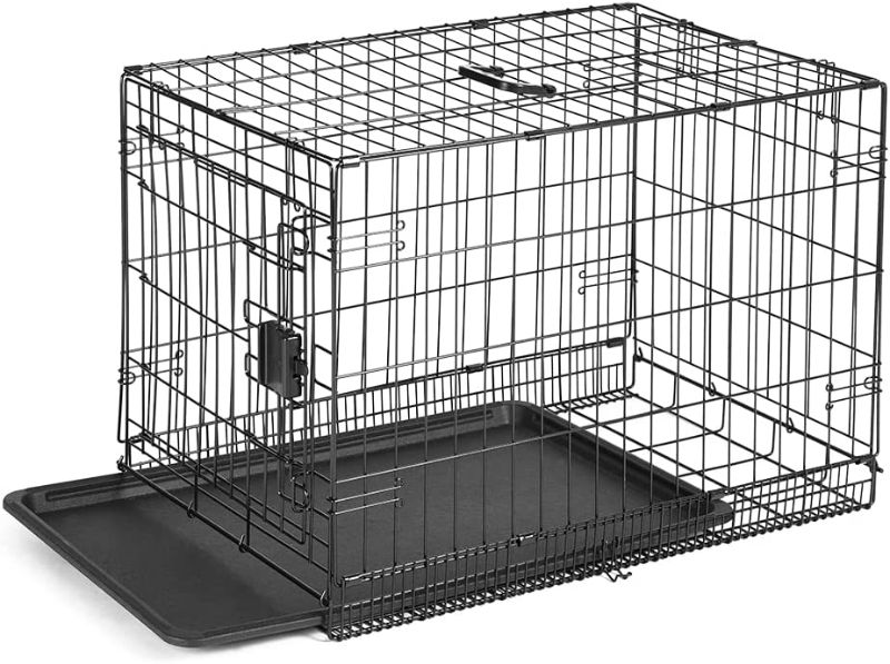 Photo 1 of Amazon Basics Foldable Metal Wire Dog Crate with Tray, Single Door Styles 30 inch