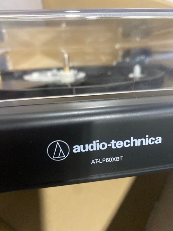 Photo 4 of Audio-Technica AT-LP60X-GM Fully Automatic Belt-Drive Stereo Turntable, Gunmetal/Black, Hi-Fi, 2 Speed, Dust Cover, Anti-Resonance, Die-Cast Aluminum Platter