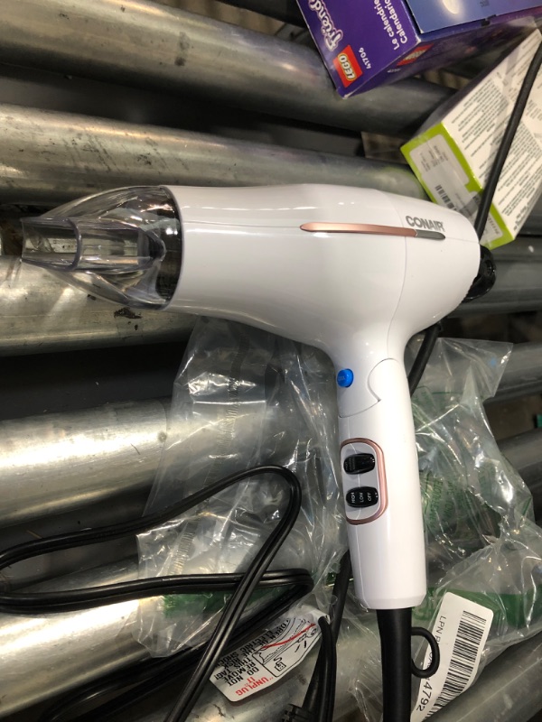 Photo 2 of Conair 1875 Watt Double Ceramic Hair Dryer with Ionic Conditioning, White/Rose Gold, Full Size
