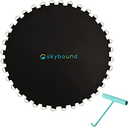 Photo 1 of SkyBound Replacement Trampoline Mat, Fits 14ft Frames w/Spring Tool and Durable V-Rings, Bounce Safely with Extra Rows of Stitching - Jumping Mat for 14ft Round Trampoline - Fit 72, 88, and 96 Springs
