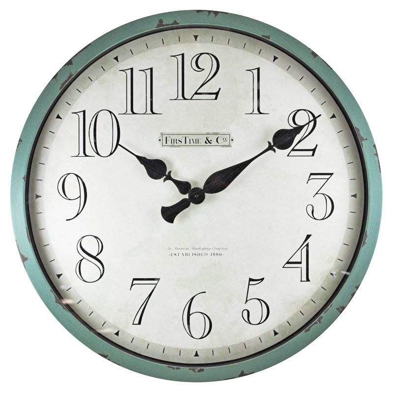 Photo 1 of FirsTime 24-Inch Bellamy Round Wall Clock in Teal
