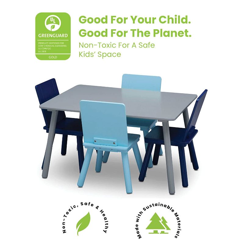 Photo 1 of Delta Children Kids Table and Chair Set (4 Chairs Included) - Ideal for Arts & Crafts, Snack Time, Homeschooling, Homework & More - Greenguard Gold Certified, Grey/Blue
