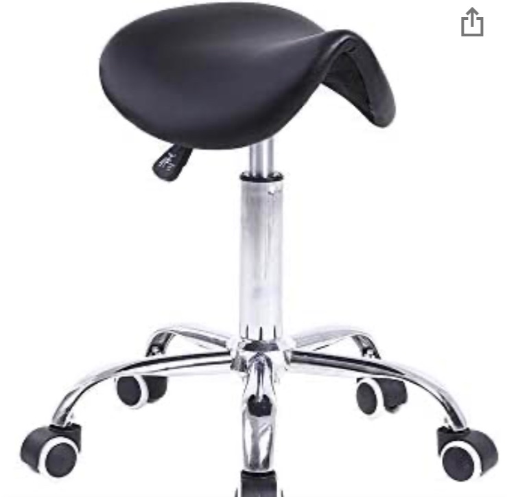 Photo 1 of KKTONER Rolling Saddle Stool PU Leather Swivel Adjustable Rolling Stool with Wheels Salon Chair Black