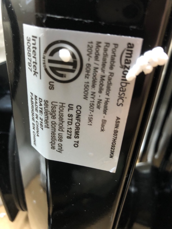 Photo 4 of *** tested*** Amazon Basics Indoor Portable Radiator Heater - Black
