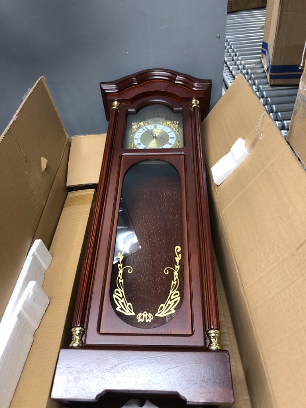 Photo 2 of Grandfather Clock with Adjustable Volume Digital Chime in Brown Red 33in