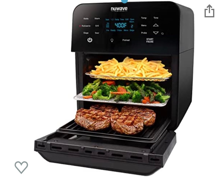 Photo 1 of **** PARTS ONLY*** NUWAVE Brio Air Fryer Smart Oven, 15.5-Qt X-Large Family Size, Countertop Convection Rotisserie Grill Combo, SS Rotisserie Basket & Skewer Kit, Reversible Ultra Non-Stick Grill Griddle Plate Included