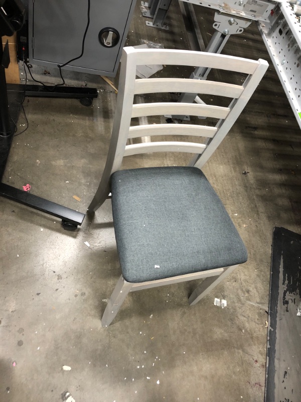 Photo 1 of Horizontal Slat Back Solid Wood Folding Chair with Fabric Padded Seat, Gray Woodgrain, 2-Pack