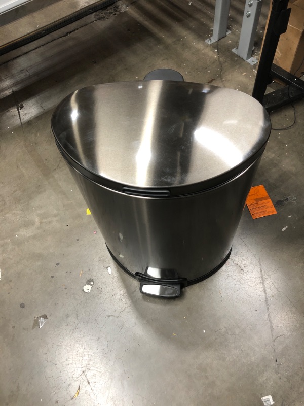 Photo 2 of Home Zone Living 12 Gallon Kitchen Trash Can, Semi-Round Stainless Steel, Step Pedal, 45 Liter