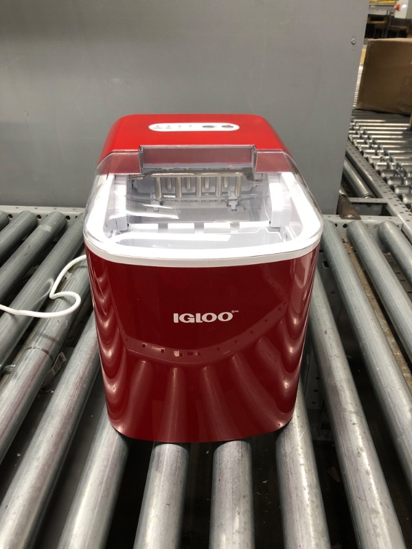 Photo 2 of Igloo Electric Countertop Ice Maker Machine - Automatic and Portable - 26 Pounds in 24 Hours - Ice Cube Maker - Ice Scoop and Basket - Ideal for Iced Coffee and Cocktails - Red Red Ice Maker