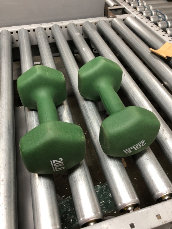 Photo 2 of Amazon Basics Neoprene Workout Dumbbell Light Green 20-Pound, Set of 2 Weight Set