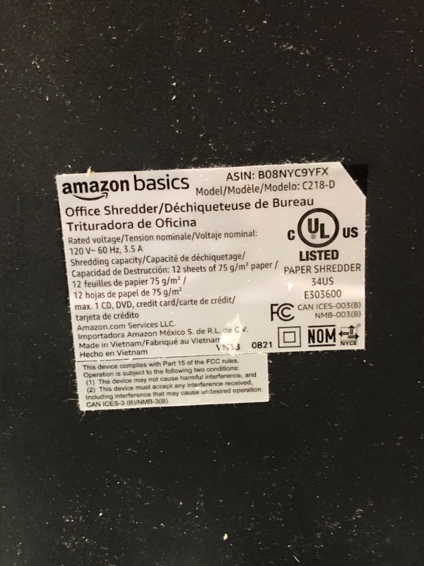 Photo 1 of Amazon Basics 12 Sheet Micro-Cut Paper,Credit Card and CD Shredder for Office/Home & Paper Shredder Sharpening & Lubricant Sheets - Pack of 24