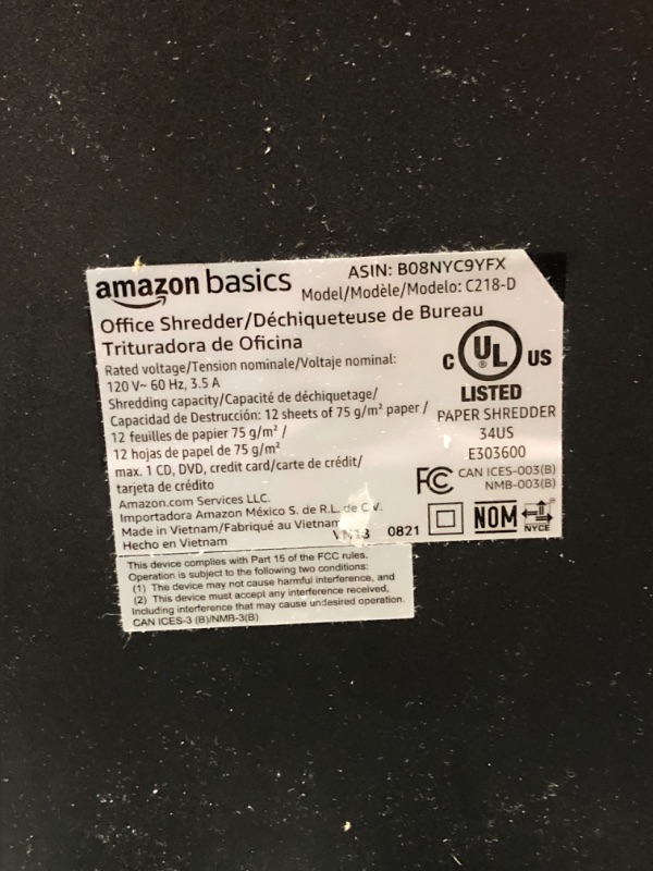 Photo 5 of Amazon Basics 12 Sheet Micro-Cut Paper,Credit Card and CD Shredder for Office/Home & Paper Shredder Sharpening & Lubricant Sheets - Pack of 24