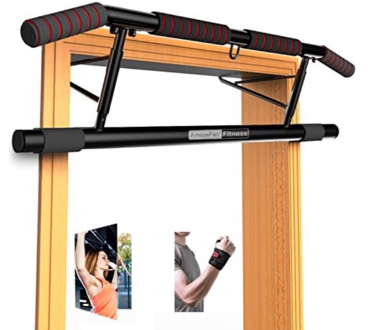 Photo 1 of AmazeFan Pull Up Bar Doorway with Ergonomic Grip - Fitness Chin-Up Frame for Home Gym Exercise - 2 Professional Quality Wrist Straps + Workout Guide - No Installation Needed(Fits Almost All Doors)
