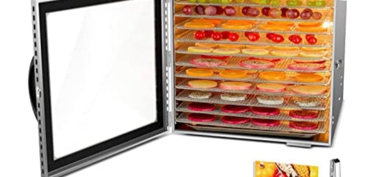 Photo 1 of Food Dehydrator, 12 Layers Commercial Stainless Steel Fruit Dehydrator, 1000W Professional Adjustable Temperature Control and 0~24 Hours Digital Timer Food Dryer Household with Glass Window & 67 Recipes