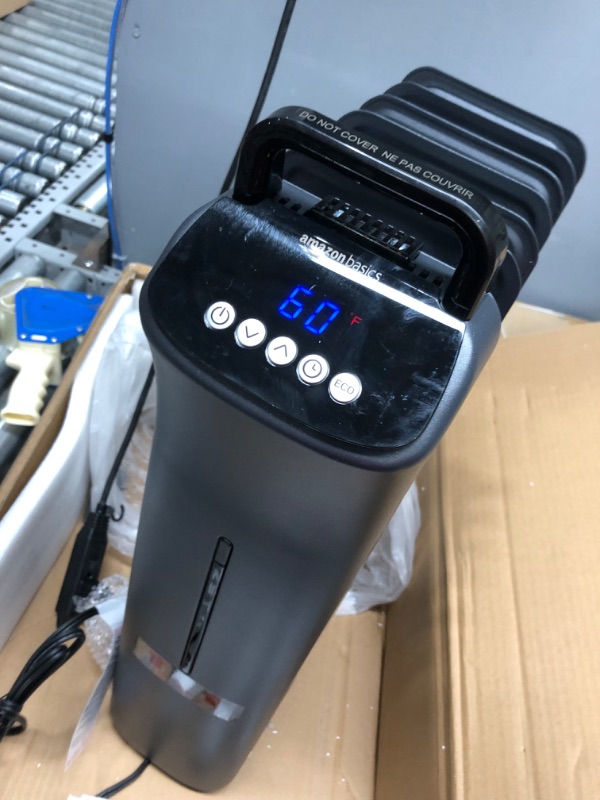 Photo 2 of Amazon Basics Portable Digital Radiator Heater with 7 Wavy Fins and Remote Control, Black, 1500W Digital Control
