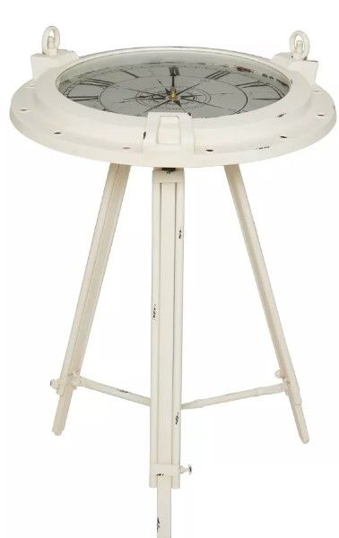 Photo 1 of Coastal Compass Metal Accent Table White - Olivia & May

