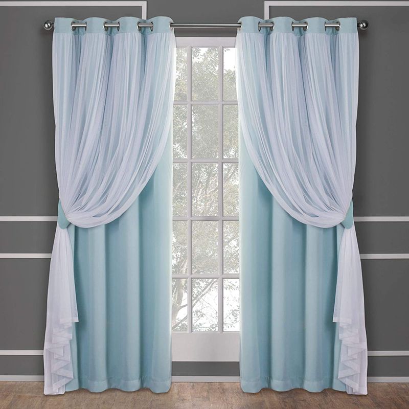 Photo 1 of Best Home Fashion uMIXm C Tulle & Curtains - Mint - 52" W x 84" L - (2 Curtains & 2 Sheer Curtains)
