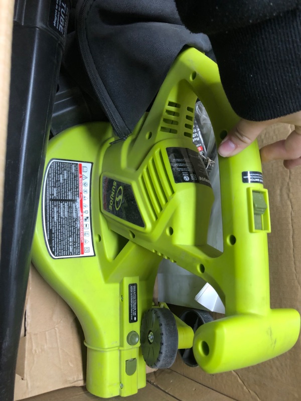 Photo 5 of Sun Joe SBJ605E 14-Amp (up to 250 MPH) 3-In-1 Electric Blower/Vacuum/Mulcher, Green 13 inch Leaf Blower/Vac w/ Metal Impeller Green Up to 250MPH