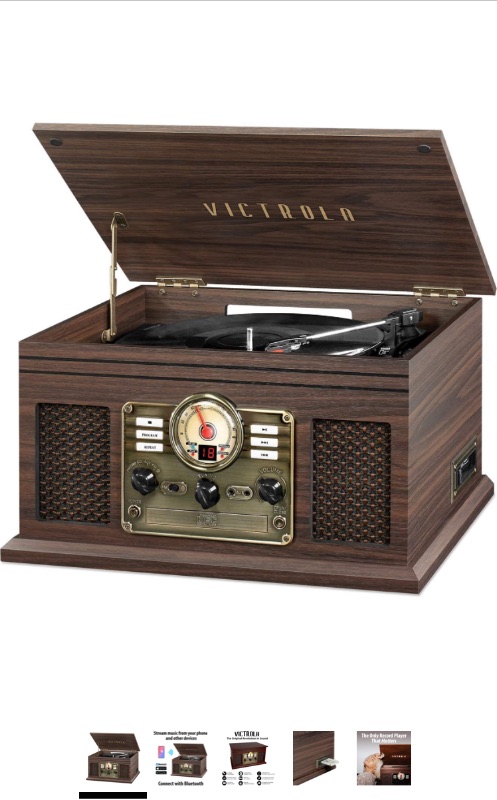 Photo 1 of Victrola Nostalgic 6-in-1 Bluetooth Record Player & Multimedia Center with Built-in Speakers - 3-Speed Turntable, CD & Cassette Player, AM/FM Radio | Wireless Music Streaming | Espresso