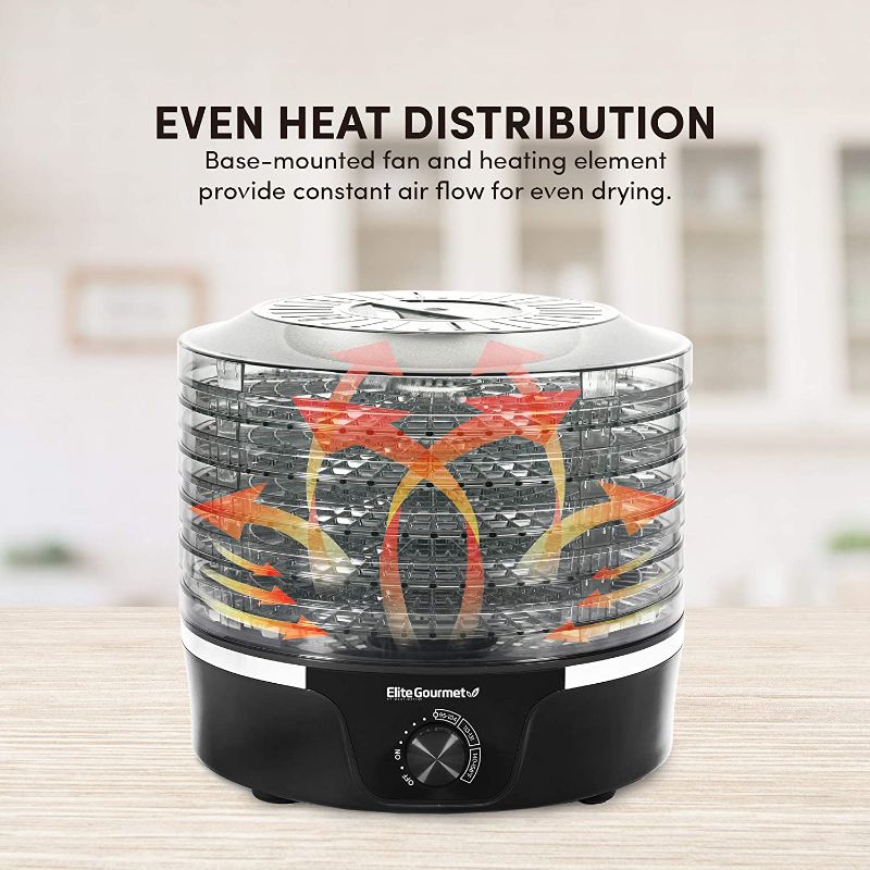 Photo 1 of Elite Gourmet EFD319 Food Dehydrator, 5 BPA-Free 11.4" Trays Adjustable Temperature Controls, Jerky, Herbs, Fruit, Veggies, Dried Snacks, Black