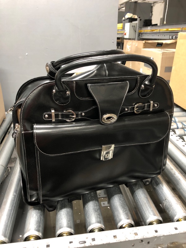 Photo 2 of McKleinUSA ROSEVILLE 96645 Leather Fly-Through™ Checkpoint-Friendly Detachable-Wheeled Ladies' Briefcase Wheeled Detachable Briefcase Black