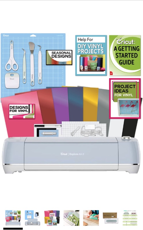 Photo 1 of Cricut Explore Air 2 Blue Machine Bundle - Beginner DigitalGuide, Tool Kit, Vinyl, Designs