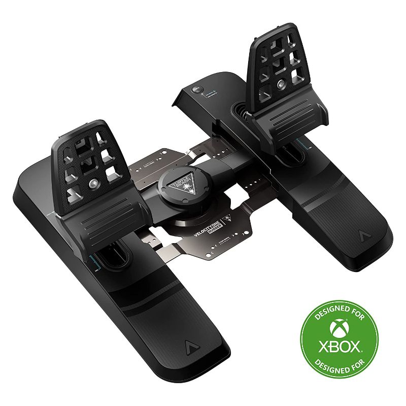 Photo 1 of Turtle Beach VelocityOne Universal Rudder Pedals for Windows 10 & 11 PCs, Xbox Series X, Xbox Series S, and Xbox One Featuring Smooth Rudder Axis, Adjustable Brakes and Pedal Width – Black
