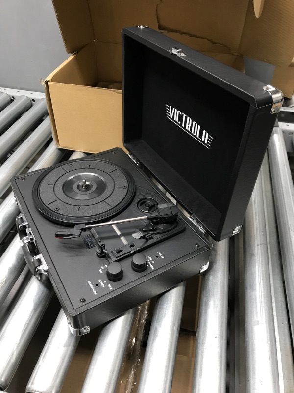 Photo 3 of Victrola VSC-500BTC-BLK Vinyl Suitcase Record Player with Cassette (Black)
