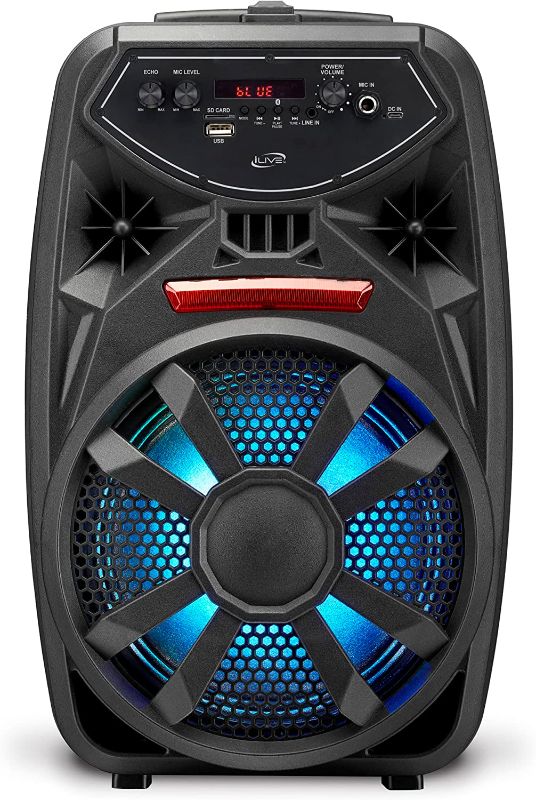 Photo 1 of iLive Wireless Tailgate Party Speaker, LED Light Effects, Built-in Rechargeable Battery, Black (ISB380B)
