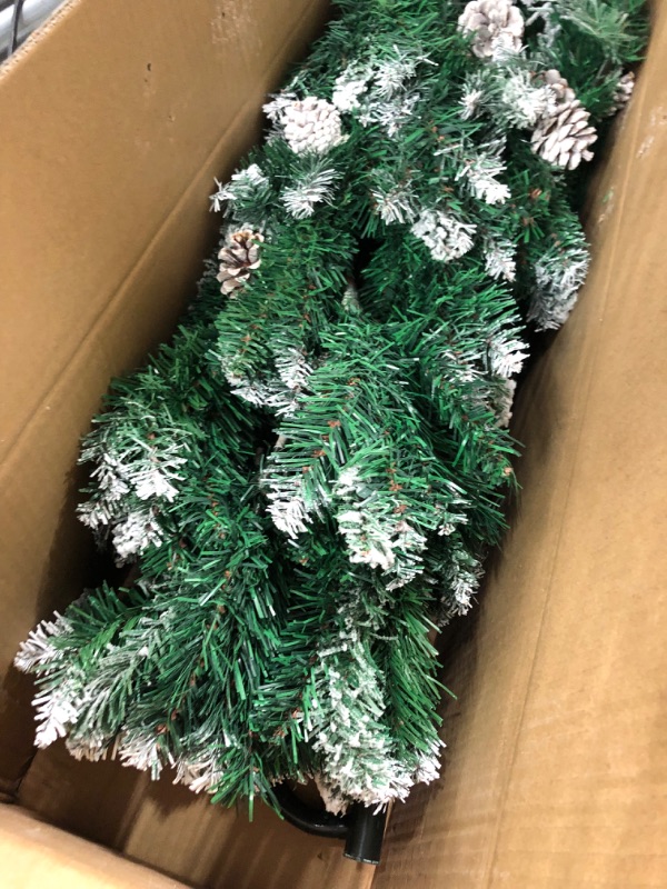 Photo 4 of **used**
Artificial Pencil Christmas Tree,Snow Flocked Trees with Pine Cone Decoration Unlit 7FT Pencil 7FT