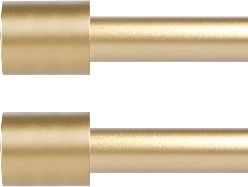 Photo 1 of 2 Pack Gold Curtain Rods for Windows 48 to 84 Inch(4-7ft),1 Inch Diameter Heavy Duty Curtain Rods,Cylindrical End Cap Curtain Rod,Modern Adjustable Drapery Rods,Window Curtains Rod 48-84",Gold
