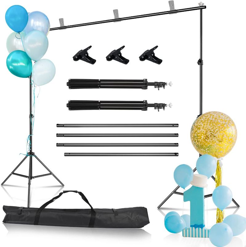 Photo 1 of Backdrop Stand 6.5x10ft/2Mx3M, Photo Video Studio Adjustable Background Stand for Parties, Wedding, Photography, Ad Display, Activity Decoration…
