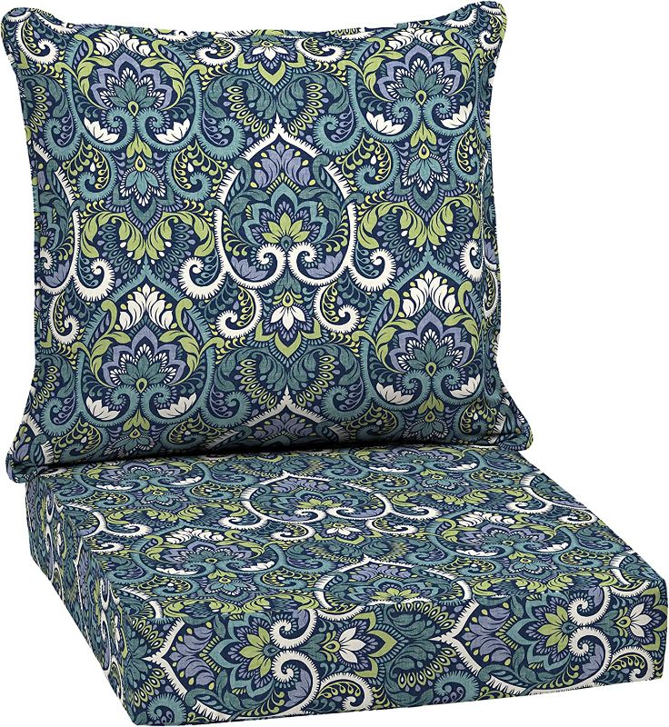 Photo 1 of Arden Selections Outdoor Deep Seating Cushion Set 24 x 24, Sapphire Aurora Blue Damask
