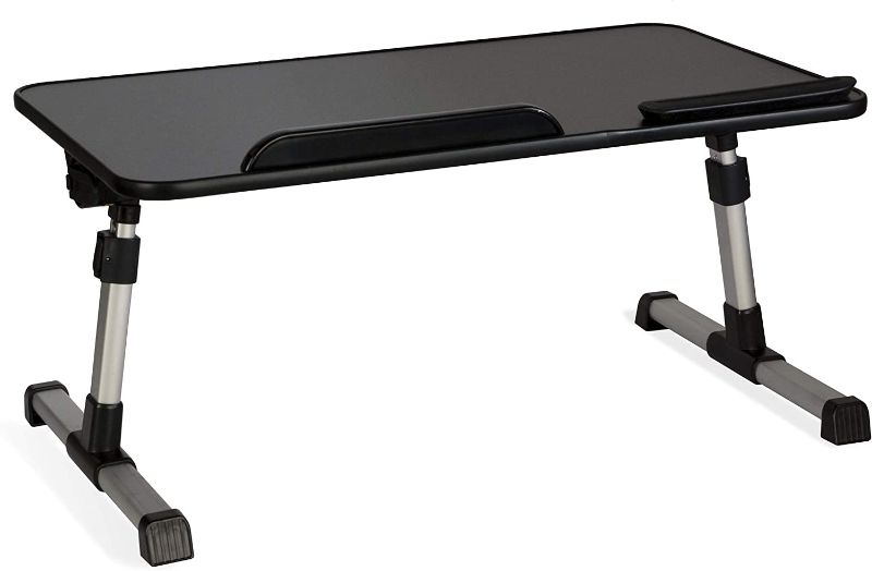 Photo 1 of Atlantic Tilting/Adjustable Laptop Table Stand - Height Adjustable from 9.4 to 12.6 inch, Tilt 30 Degrees, Large 20.4 X 11.8 inch Surface, Folds Flat, PN 82008100 in Black PVC Finish
