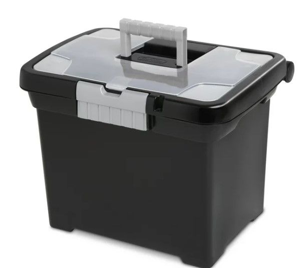 Photo 1 of Sterilite Portable File Box, Plastic, Black
