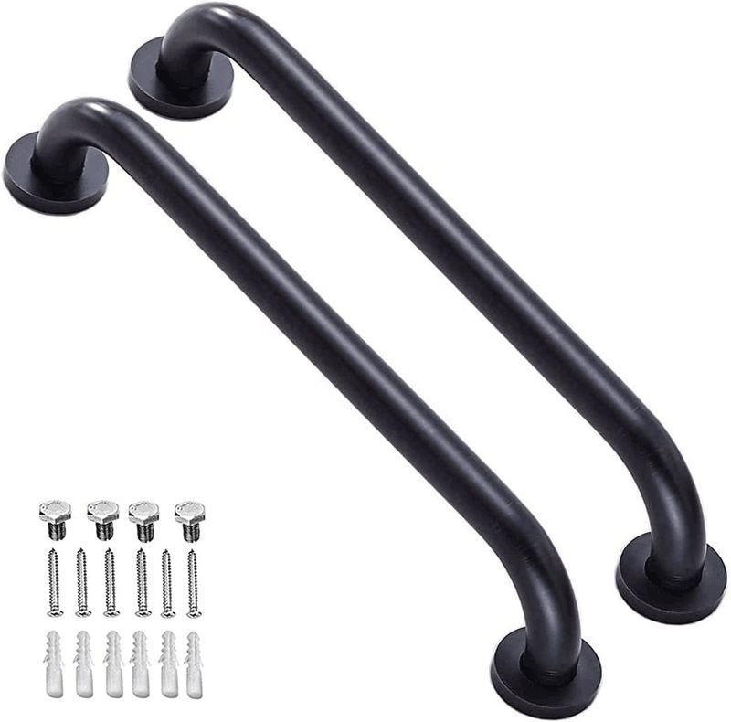 Photo 1 of 2 Pack 20 Inch Matte Black Shower Grab Bar Stainless Steel Wall Mount Safety Grab Bar Handle,Bathroom Balance Bar, Safety Hand Rail Support - Handicap, Elderly, Injury, Senior Assist Bath Handle
