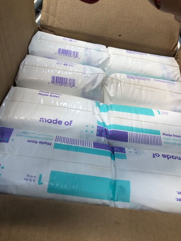 Photo 2 of Diapers Size 1 - MADE OF The Better Baby Diapers - for Sensitive Skin, Hypoallergenic - Dyes and Fragrance Free, 8-14 pounds - (176 Units - 4 Pack) Size 1 (176 Count)