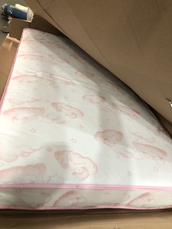 Photo 2 of Dream On Me Baby Trend Nursery Center Foam Mattress with Square Corner, Cloud Pink, 3"
