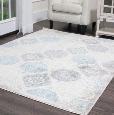 Photo 1 of Area Rug Gray Blue Green Contemporary Modern Petals Rug - 7' 10" x 10' 4" Rectangle
