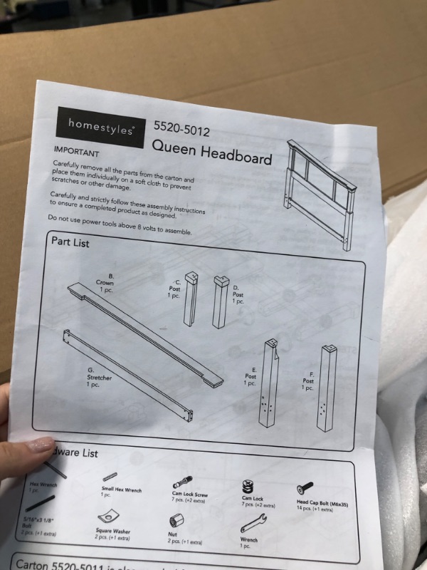 Photo 5 of **INCOMPLETE MISSING BOX 1 OF 2 !! Aspen Rustic Cherry Queen Headboard by Home Styles