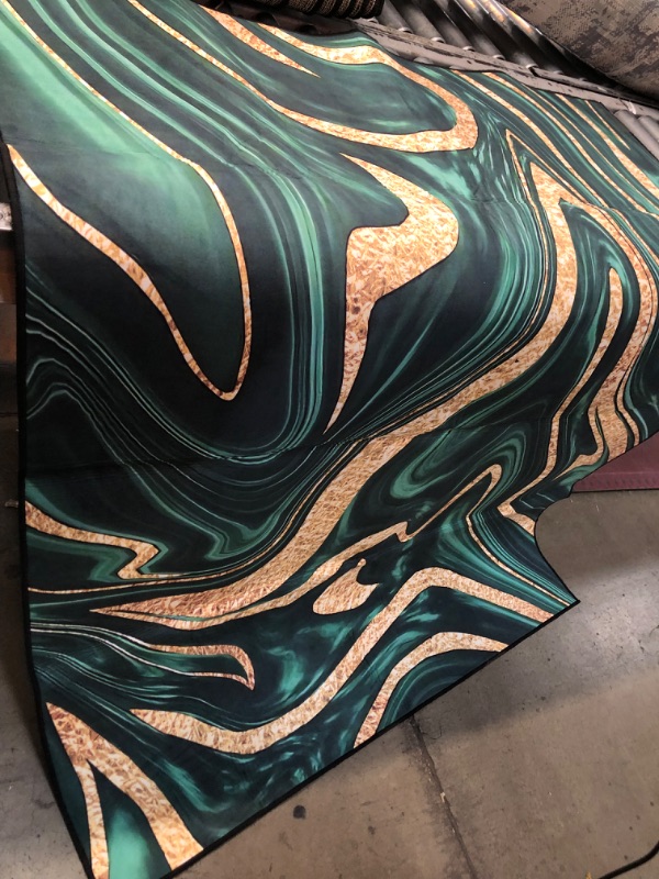 Photo 1 of 4FT BY 5FT EMERALD GREEN BLACK GOLD MARBLE AREA RUG