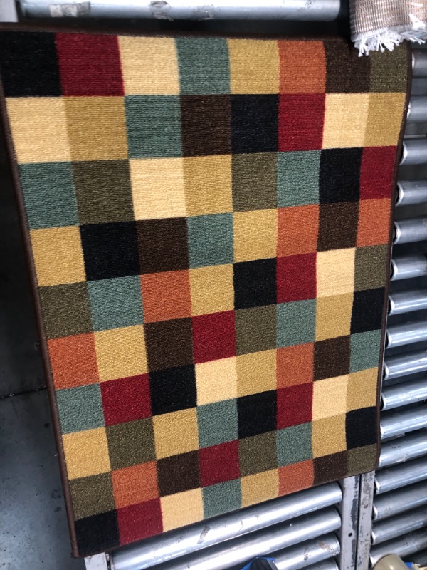 Photo 1 of Abstract Colorful Checkered Plaid Area Rug 2'2"x2'11"