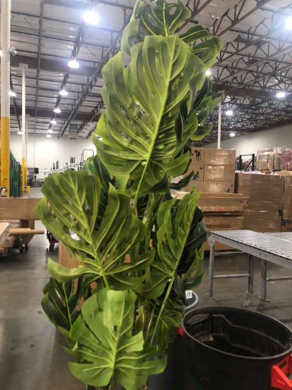 Photo 1 of AMERIQUE Pair Lifelike 6 Feet Tropical Monstera Palm Artificial Tree with Nursery Pot, UV Protection, Feel Real Technology, Super Quality, Green