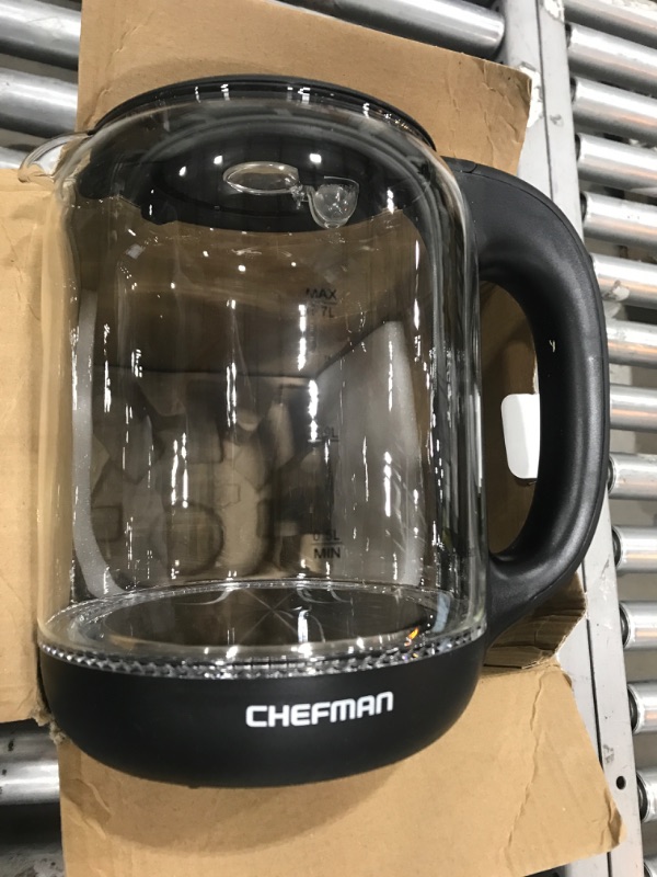 Photo 2 of **MISSING PARTS** Chefman 1.7 Liter Electric Kettle With Easy Fill Lid, Cordless With Removable Lid And 360 Swivel Base, LED Indicator Lights Glass Electric Kettle ?w/ Easy-Fill Lid