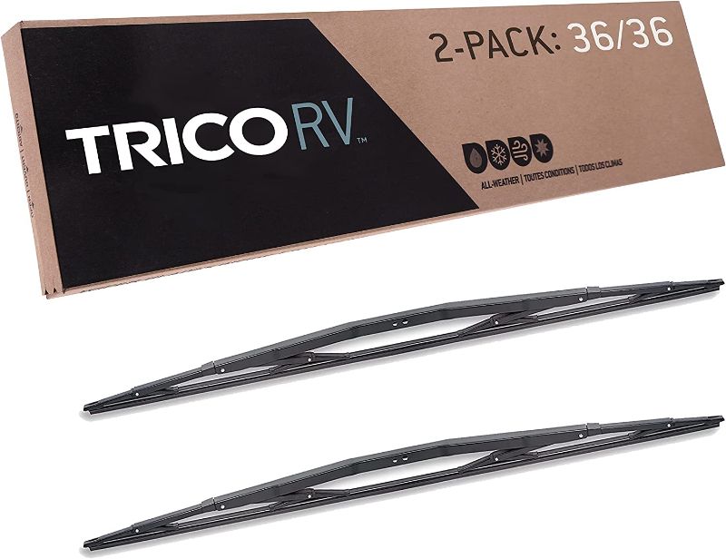 Photo 1 of  36" HD Wiper Blades for Fleets & Service Repair Shops - TRICO 67-361 Heavy Duty Wide Saddle Attachment Arms - RV, Motorhome, Bus, Coach