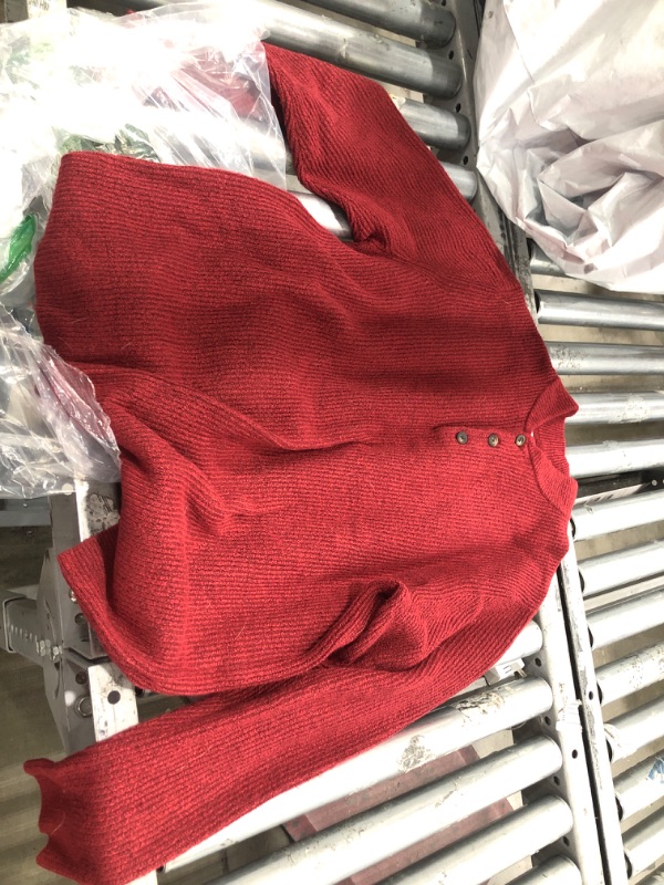 Photo 1 of Amazon Essentials Men's Long-Sleeve Soft Touch Henley Sweater Large Red