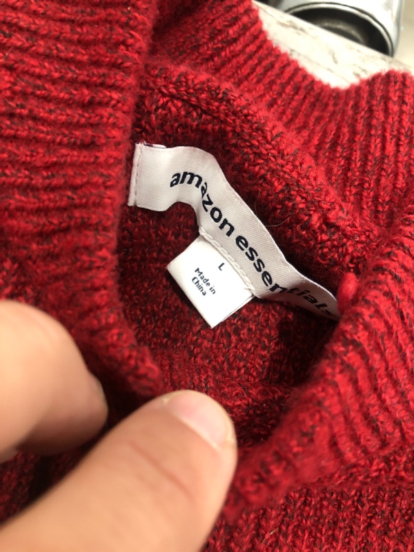 Photo 1 of Amazon Essentials Men's Long-Sleeve Soft Touch Henley Sweater Large Red